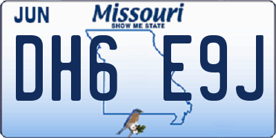 MO license plate DH6E9J