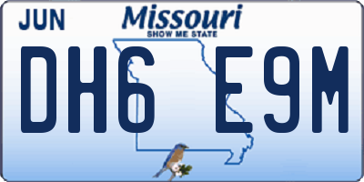 MO license plate DH6E9M