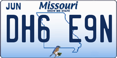 MO license plate DH6E9N
