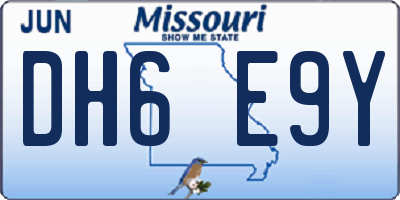 MO license plate DH6E9Y