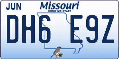 MO license plate DH6E9Z