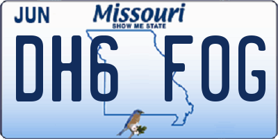MO license plate DH6F0G