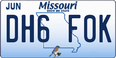 MO license plate DH6F0K