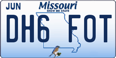 MO license plate DH6F0T