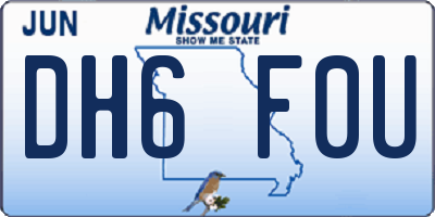 MO license plate DH6F0U