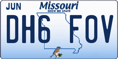 MO license plate DH6F0V