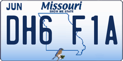 MO license plate DH6F1A