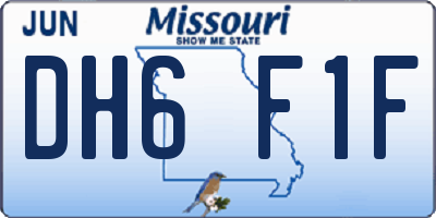 MO license plate DH6F1F