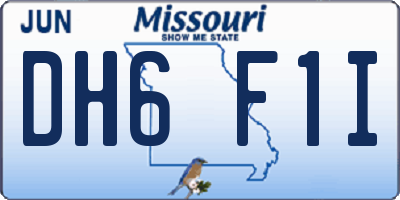MO license plate DH6F1I