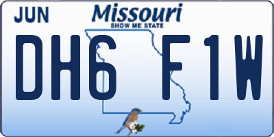 MO license plate DH6F1W
