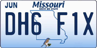 MO license plate DH6F1X