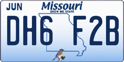 MO license plate DH6F2B