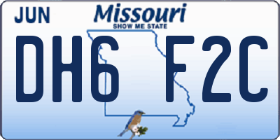 MO license plate DH6F2C