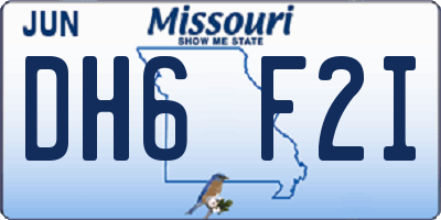 MO license plate DH6F2I