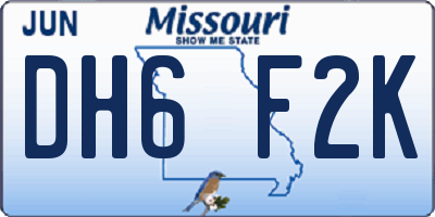 MO license plate DH6F2K