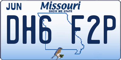 MO license plate DH6F2P