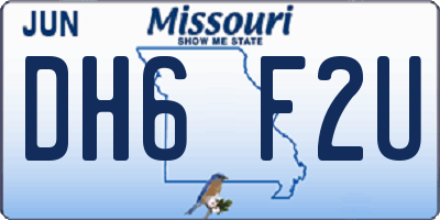 MO license plate DH6F2U