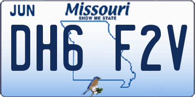 MO license plate DH6F2V