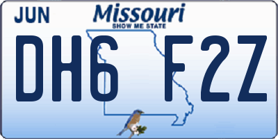 MO license plate DH6F2Z