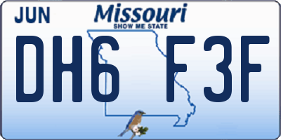 MO license plate DH6F3F