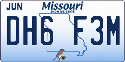 MO license plate DH6F3M
