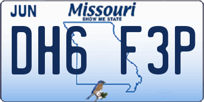MO license plate DH6F3P