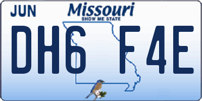 MO license plate DH6F4E