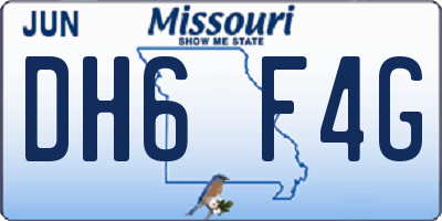 MO license plate DH6F4G