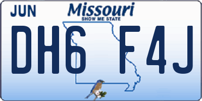 MO license plate DH6F4J