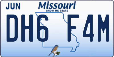 MO license plate DH6F4M