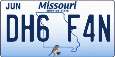 MO license plate DH6F4N