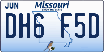 MO license plate DH6F5D