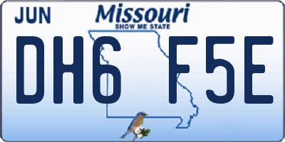 MO license plate DH6F5E