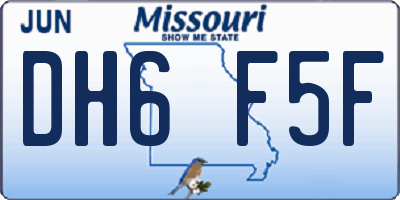 MO license plate DH6F5F