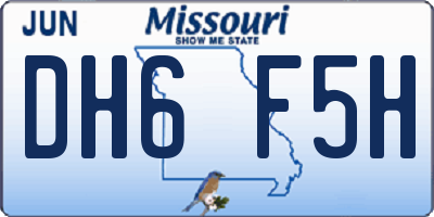 MO license plate DH6F5H
