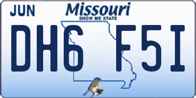 MO license plate DH6F5I