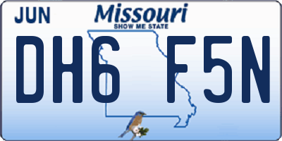 MO license plate DH6F5N