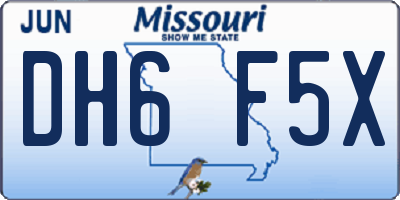 MO license plate DH6F5X