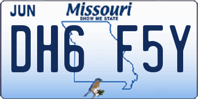 MO license plate DH6F5Y