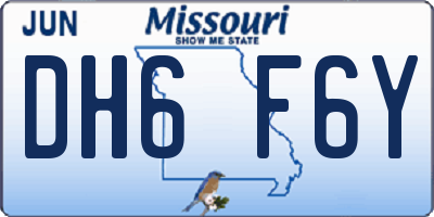 MO license plate DH6F6Y