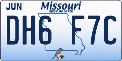 MO license plate DH6F7C