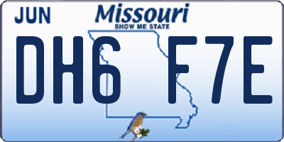 MO license plate DH6F7E