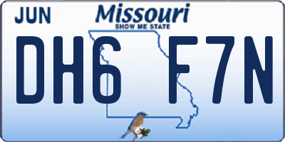 MO license plate DH6F7N