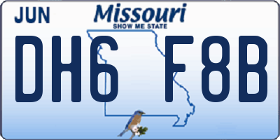 MO license plate DH6F8B