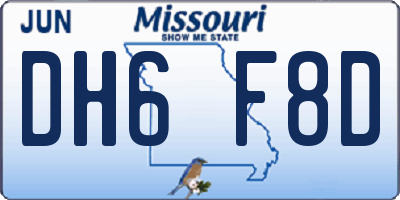 MO license plate DH6F8D