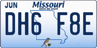 MO license plate DH6F8E