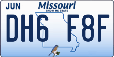 MO license plate DH6F8F