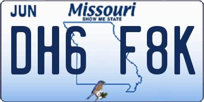MO license plate DH6F8K
