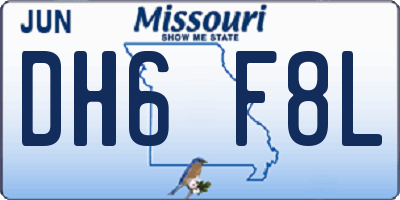MO license plate DH6F8L