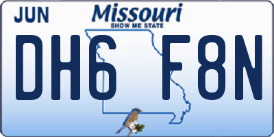 MO license plate DH6F8N